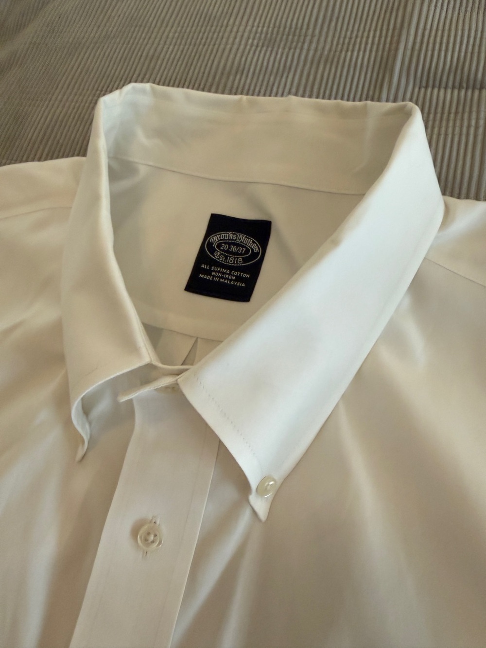 Brooks Brothers Men’s 20 36/37 White Supima Cotton Non-Iron Dress Shirt